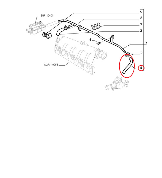 Flexibler Wasserpumpenschlauch Fiat Marea - Lancia Lybra Original 46528594-image