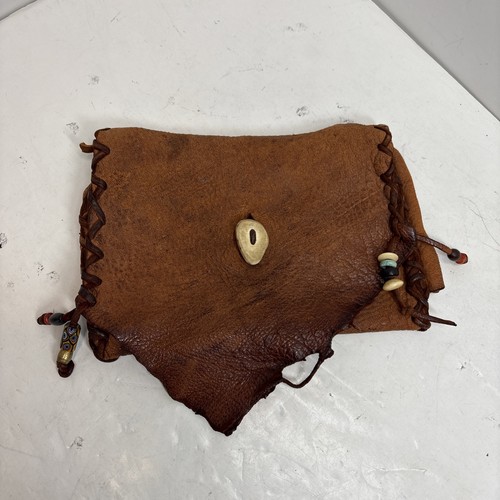Handmade Leather/skin Pouch. Unknown Origin Or Maker.