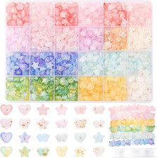 919Pcs Gradient Cute Acrylic Beads for Jewelry Making Colorful Heart Butterfly S
