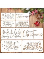 8 Merry Christmas Stencils Crafts Reusable Holiday Painting Decor 17.5x10  12  x6