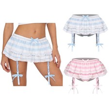 Adult Women A-line Mini Skirt Low Waist Ruffle Layered Skirt Fairy Fancy Dress