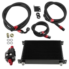 15 Row 10 AN Universal Thermostat Adaptor Engine Oil Cooler Kit for Car Truck