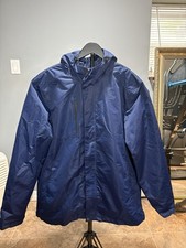 Port Authority Men s XL Navy Blue Hooded Rain Jacket Full Zip Waterproof