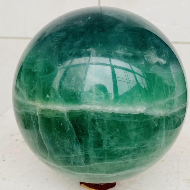 Natural Green Fluorite ball quartz crystal Sphere Reiki energy healing 3220g