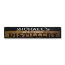 Scotch & Whiskey Distillery, Custom - Rustic Distressed Wood Sign