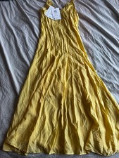 Selected Femme Yellow Linen-Look Sundress Summer Maxi Dress Adjustable Strap 34