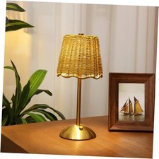 Pack Rattan Table Lamp Woven Boho Table Lamp with Gold Tone Base Wicker 1