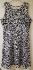 Ladies TALBOTS Black & White Floral Tank Dress, size 14