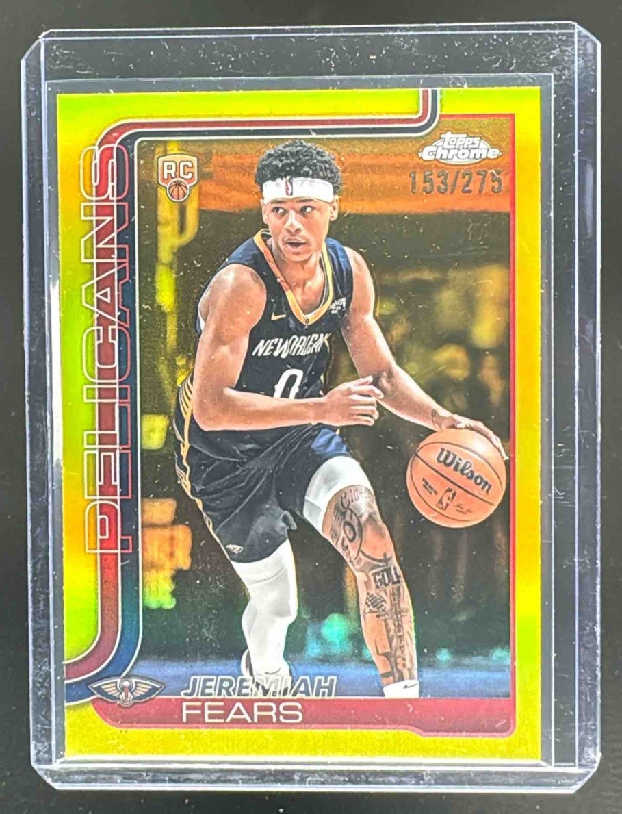 Jeremiah Fears 2025 Topps Chrome #257 Yellow Refractor Rookie RC /275