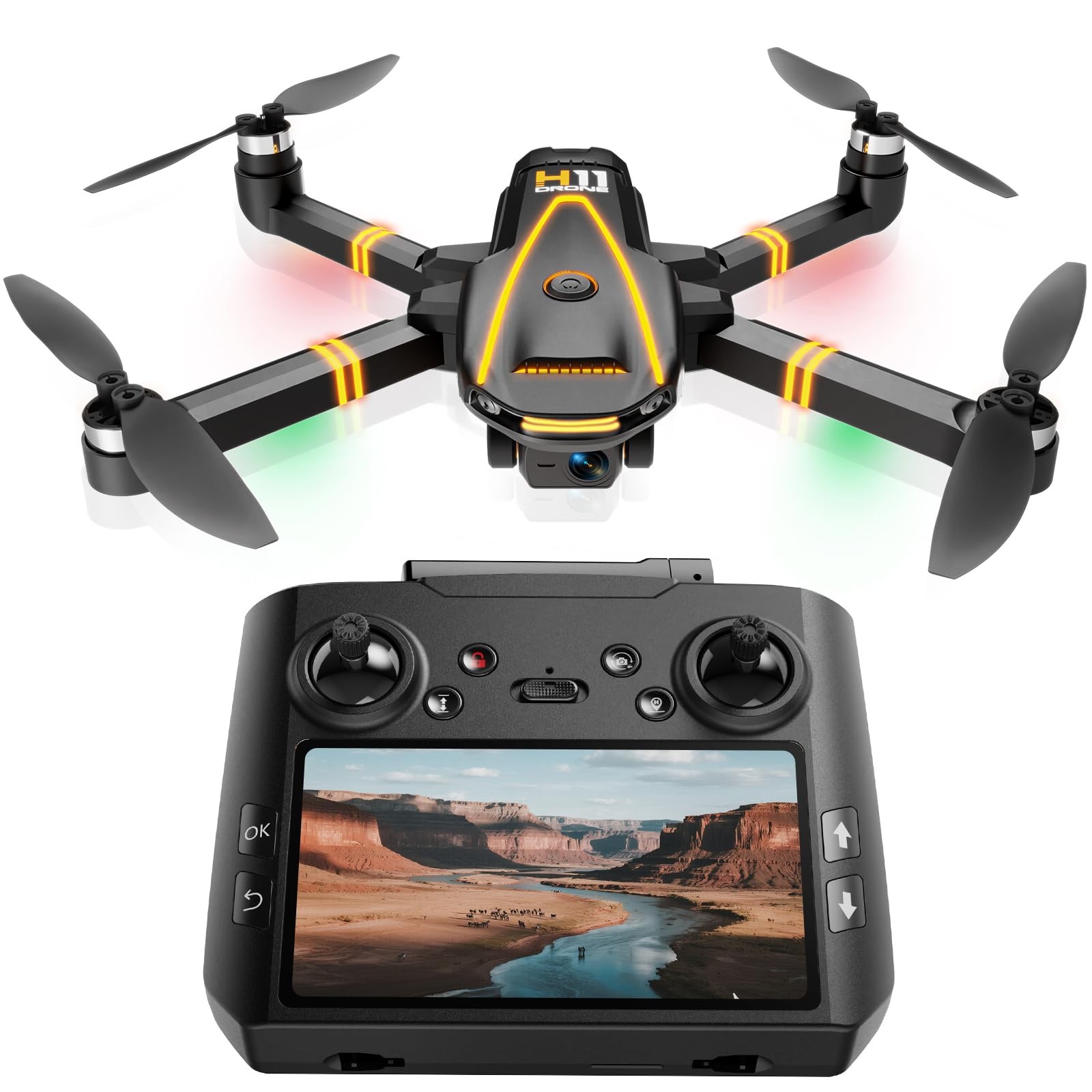 GPS Drone with EIS 4K Camera for Adults Kids, RC Drones with 4.5 inch HD Scre...