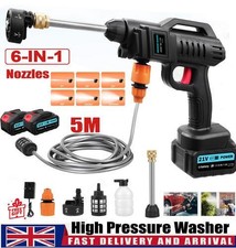 Portable Cordless Car High Pressure Washer Jet Water Wash Clean Gun 2 Battery UK