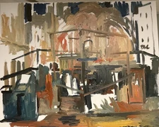 Cubism Cityscape Abstract Oil Painting Original Signed 16x20 Canvas