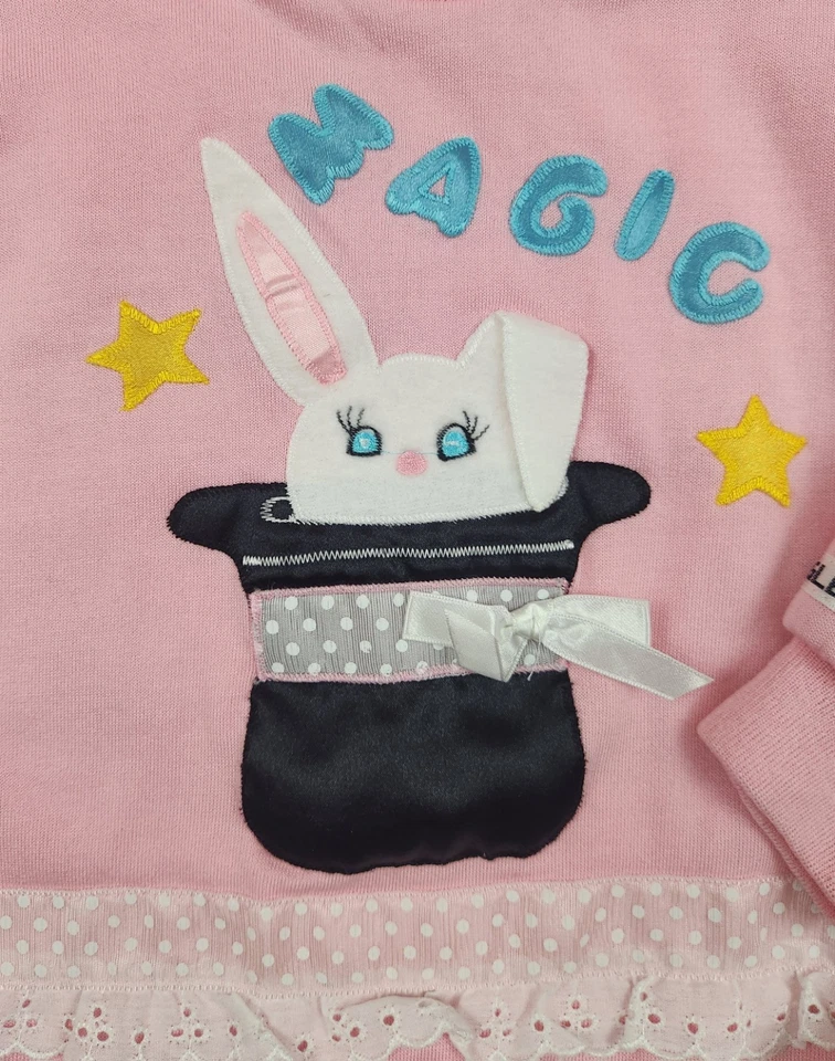 Sudadera Vintage Años 80 Joggles “Magic Bunny” Rosa Cuello Redondo - Talla 6X Foto 3 de 4