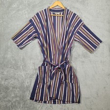 Vintage Kmart His N Hers Kimono Robe One Size Striped Blue Red Yellow Belted