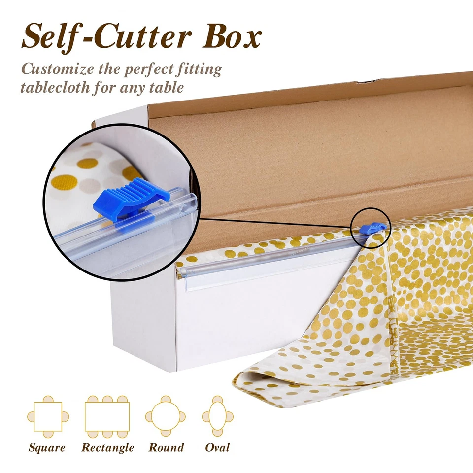 54 Inch X 300 Feet Plastic Table Cloths with Cutter Box, Gold Disposable Tabl... - Image 3 of 4