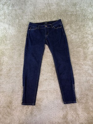 White House Black Market Jeans Womens 4P The Skimmer Ankle Zip Dark Denim E198
