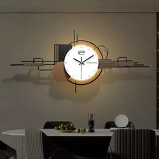 Luxury Modern LED Wall Clock Large 90x41 Modern Metal Art Silent & Stylish Decor