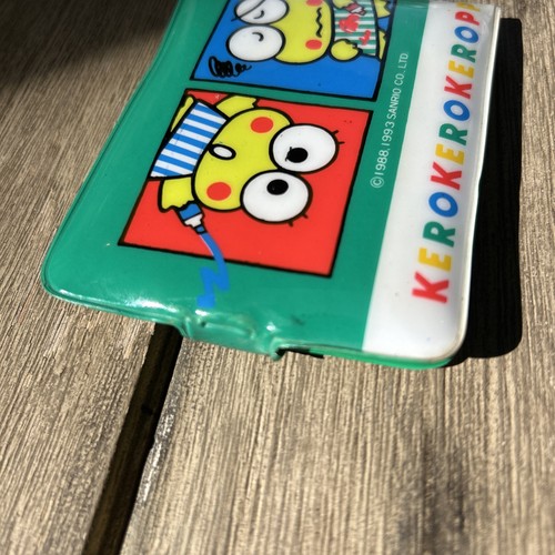 Vintage 1993 Sanrio keroppi Kerokerokeroppi Frog Wallet Green Bifold Vinyl Japan - Picture 5 of 11