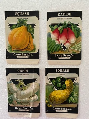 4 Vintage Card Seed Co Seed Packet New Old Stock Gênesee Litho #9