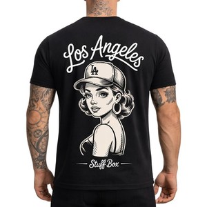 Stuff Box Herren Shirt LA Muse schwarz Streetwear S–5XL kurzarm TShirt