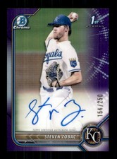 2022 Bowman Chrome Draft Steven Zobac Purple Auto /250 Royals #CDA-SZ