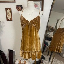 Reformation Fall Cottage Coquette Reformation Gold Velvet Mini Dress