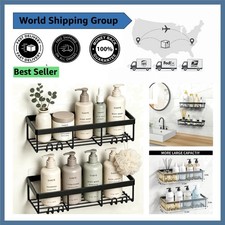 Farmhouse Style Wall-Mount Shower Caddy Set - Strong Adhesive  Durable Design