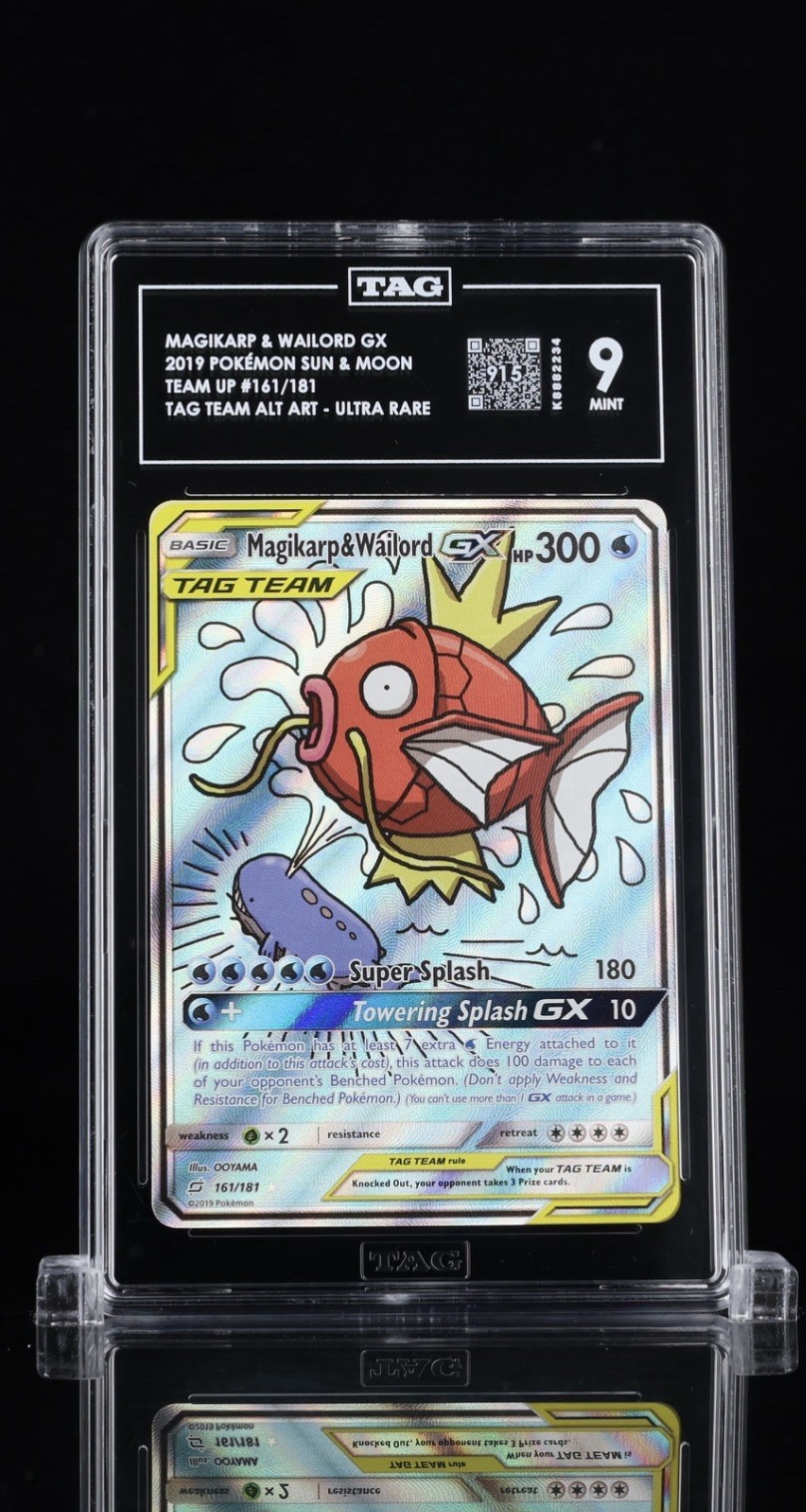 2019 POKEMON SUN & MOON TEAM UP FULL ART / MAGIKARP & WAILORD GX 161 TAG 9