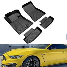 3d Tpe Car Floor Mats For 2015-2025 Ford Mustang All Weather Liners Waterproof