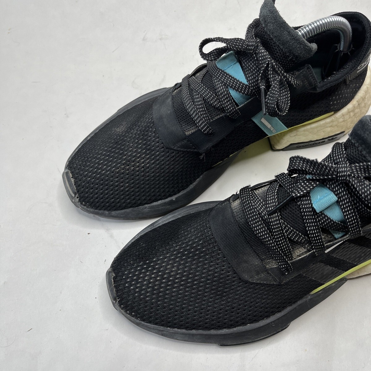 Adidas Mens Shoes Size 10 Sneakers Pod-S3.1 Black Black White Blue Neon AQ1059 Adidas Mens POD S3 1 AQ1059 Black Running Shoes Sneakers  main image 4