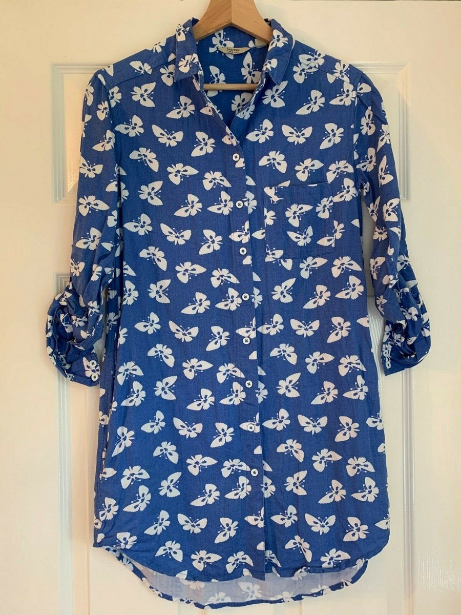 Jack Wills Blue Floral Shirt Dress UK 6