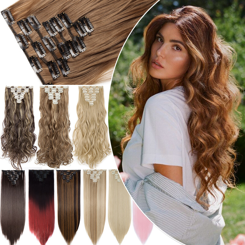Long FULL HEAD Clip In Real as Human Hair Extensions 8 PCS 