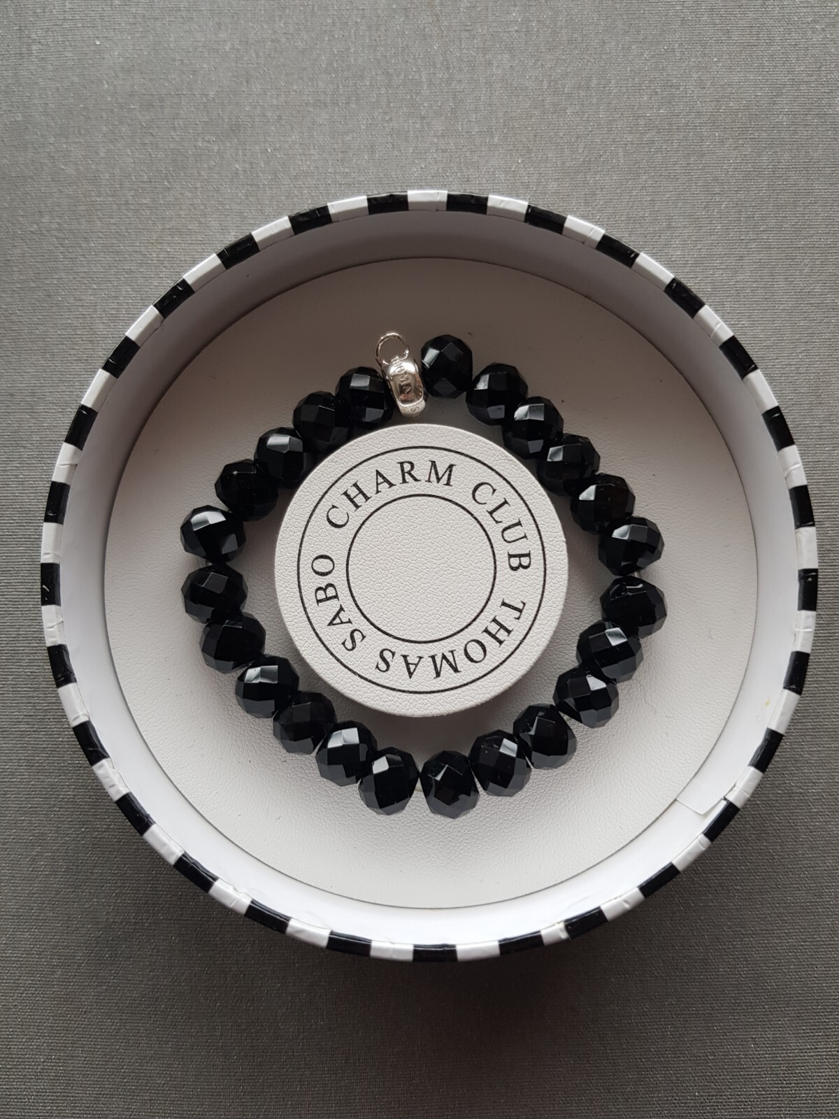 Thomas Sabo Black Obsidian Faceted Oval Bead Bracelet New In Box