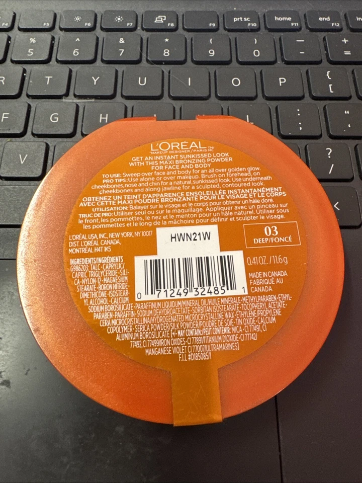 L'Oreal Paris Glam Bronze Bronzer For Face & Body ~ 03 Deep ~ 0.41oz Brand New - Image 2 of 2