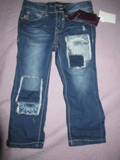 nwt Vigoss blue patches stretch denim jeans girls 5 free ship USA