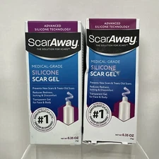Scar Away Medical Grade Silicone Scar Gel 0.35 oz Redness Itching EX02/2027 2PKS