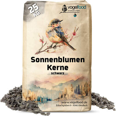 25kg Sonnenblumenkerne schwarz Wildvogelfutter Vogelfutter Ganzjahres neue Ernte