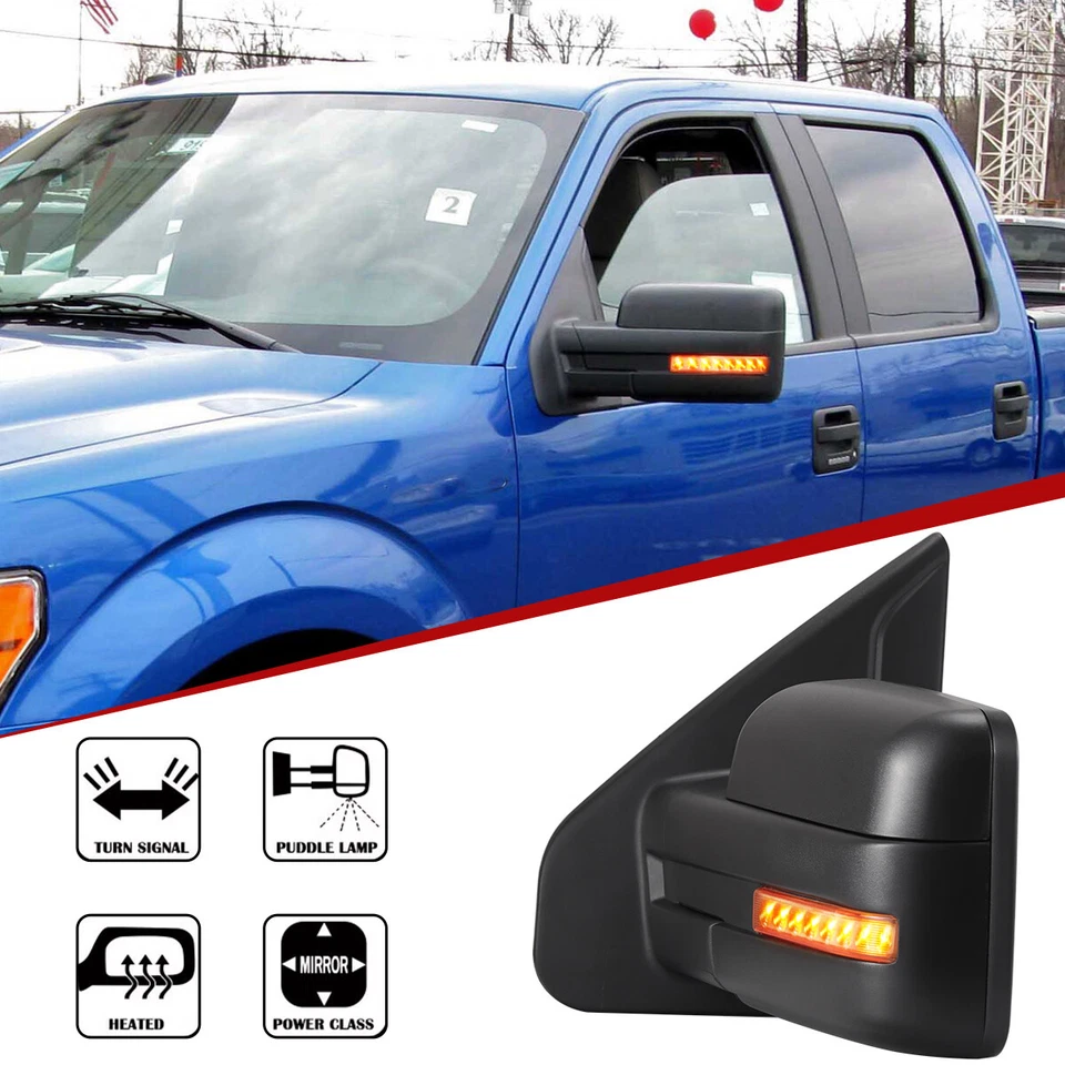Par de espejos retrovisores eléctricos térmicos de remolque con calefacción señal de giro secuencial para Ford F150 04-14 Foto 2 de 4