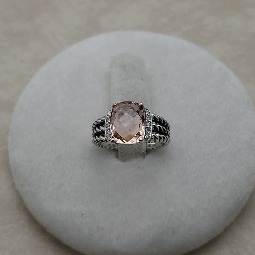 David Yurman Sterling Silver Petite Morganite Wheaton Ring size 6