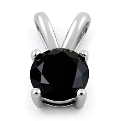 Gorgeous Black Onyx Solitaire Pendant Necklace  Solidset in Sterling Silver