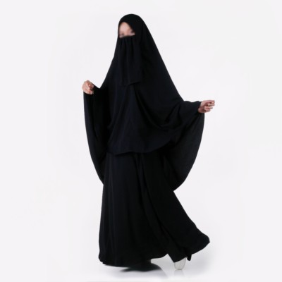Black Rzaid Dress Set Long Sleeve Modest Dress Khimar Niqab Hijab Jilbab  Abaya