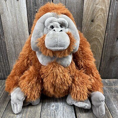 Wild Republic 10'' Orangutan Orange Gray Monkey Zoo Soft Stuffed Animal Plush