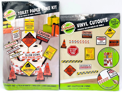 Over the Hill Senior Moments Toilet Paper Cake Kit & Vinyl Cutouts NEW Gag Party