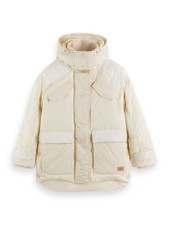 Scotch And Soda Longline Unisex Women’s Puffer Coat Cream Xl 