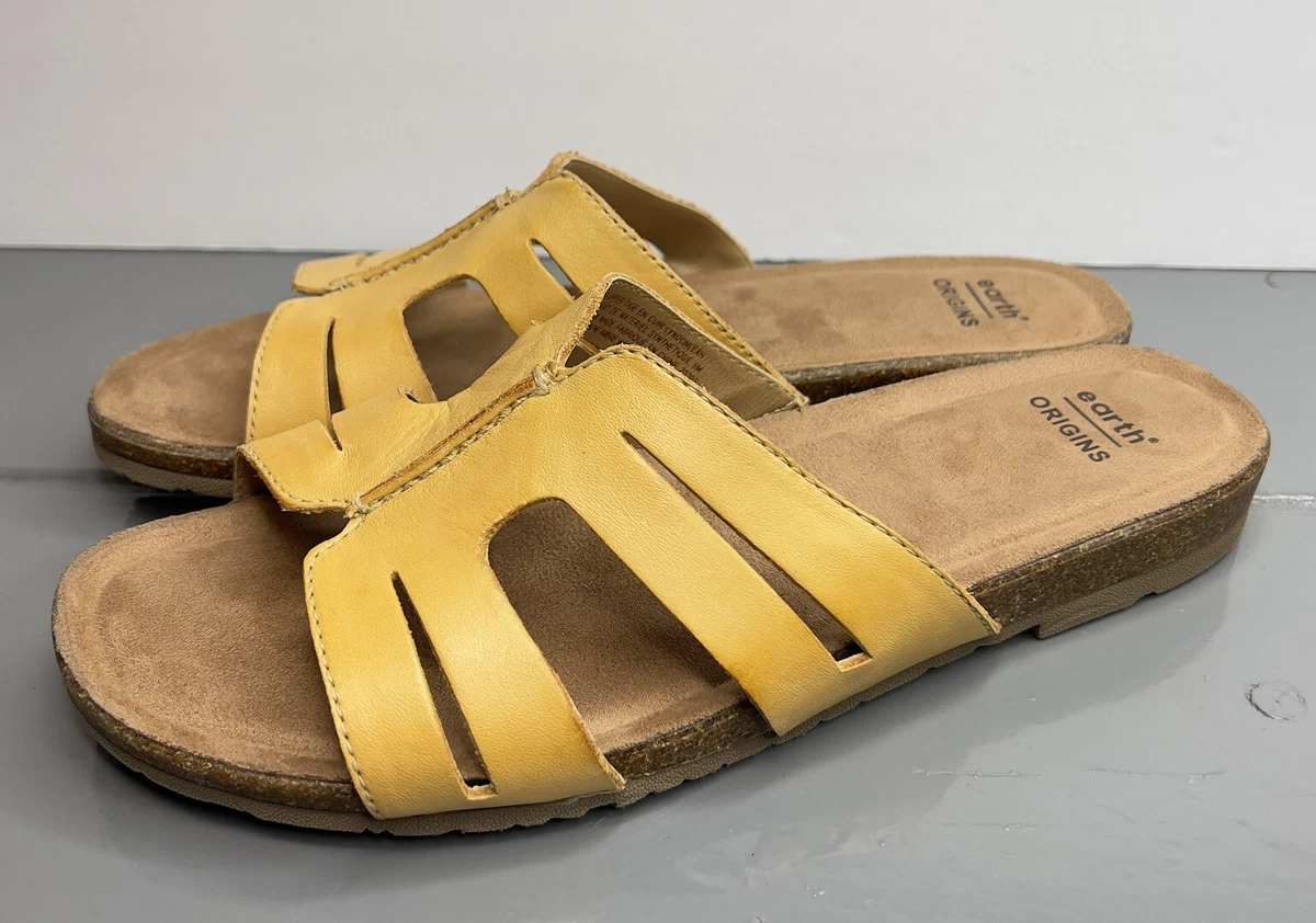 Women s Earth Origins Lyndon Leah Slide Sandal Amber Yellow Sz 9
