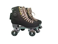 BTFL Faya Pro Roller Skates Black Leather Leopard shoestrings NEW sz 10 women's
