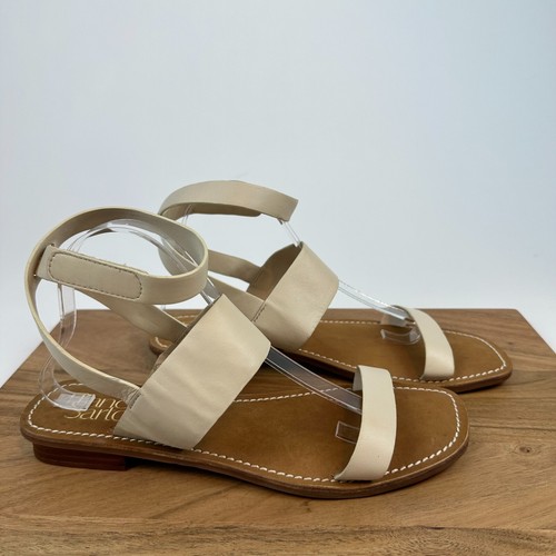 New NWOB Womens Franco Sarto Tanara Ivory Leather Ankle Strap Sandals Size 11 M - Picture 2 of 8