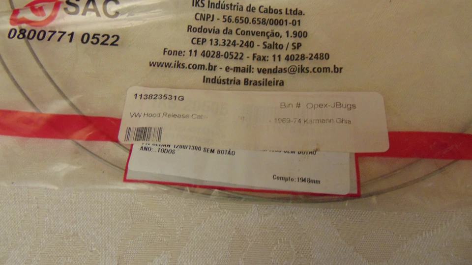 Hood Release Cable for 69-79 VW Beetle and Ghia - Image 2 of 3