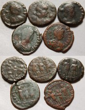 Lot of 5 Rare Genuine ancient Roman Coins of Honorius, Arcadius & Theodosius