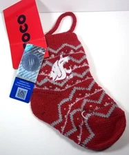 WSU Cougars Knit mini stocking with Cougars emblem Christmas team ornament